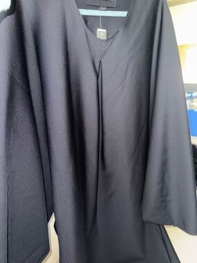 Marie Saint Pierre Black V-Neck Tunic with Center Pleat